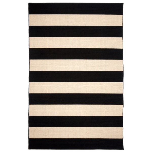 Nyoma Black Striped Outdoor Large Rug - Outdoor Rugs Fab Habitat