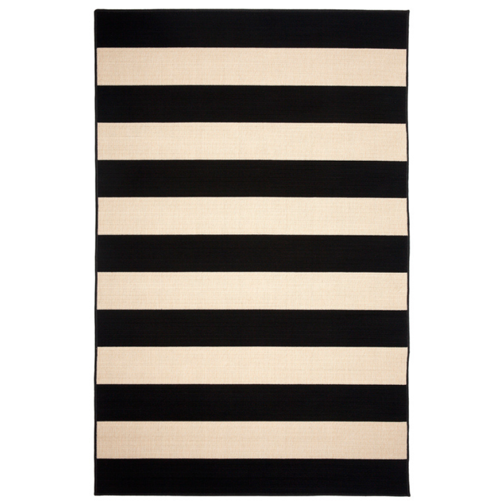 Nyoma Black Striped Outdoor Large Rug - Outdoor Rugs Fab Habitat