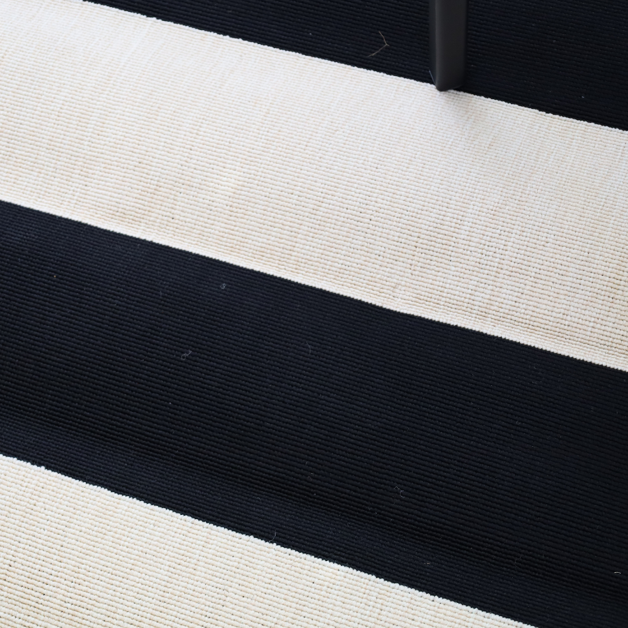 Nyoma Black Striped Outdoor Large Rug - Outdoor Rugs Fab Habitat