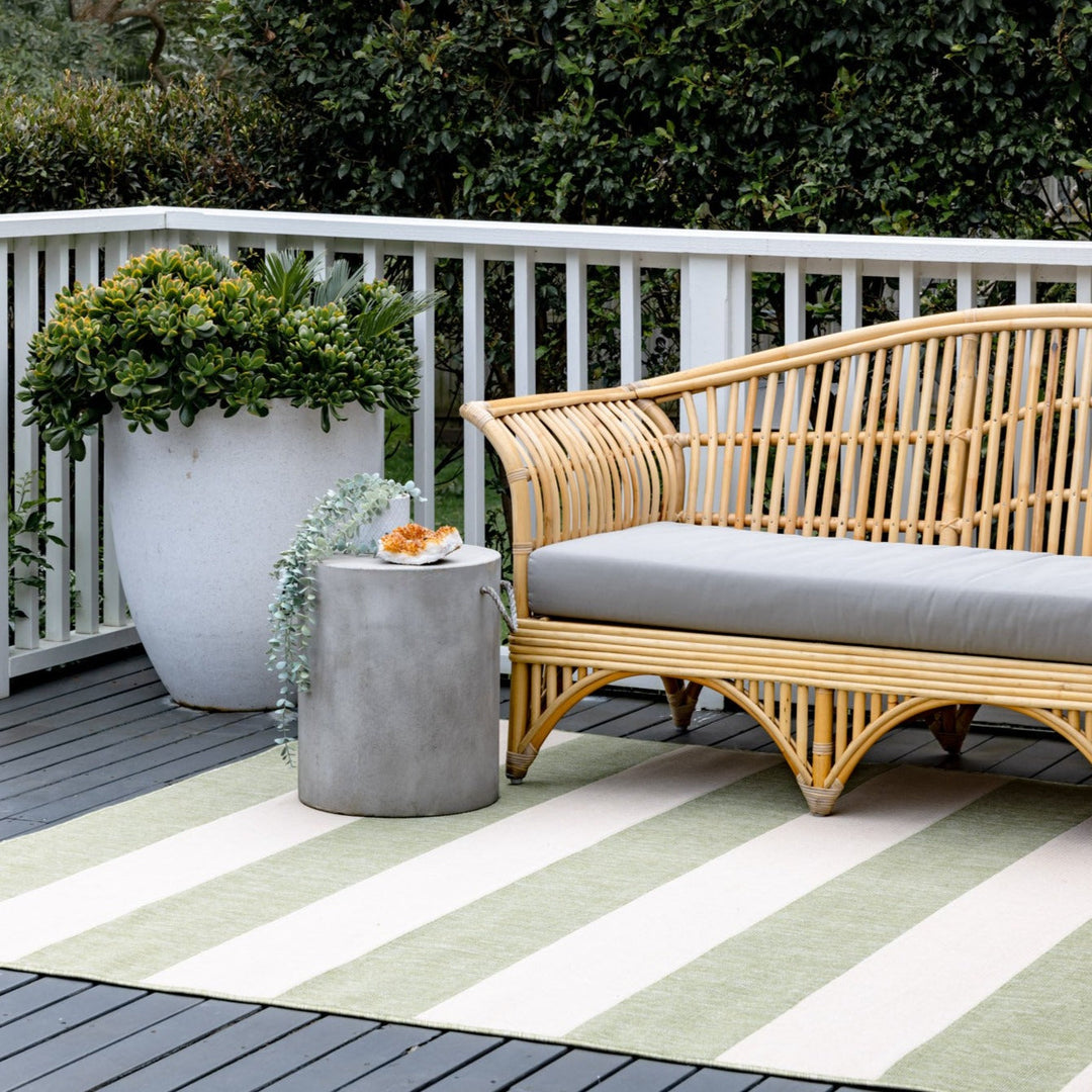 Nyoma Lime Striped Outdoor Large Rug - Outdoor Rugs Fab Habitat