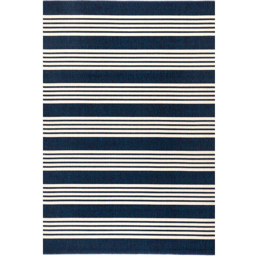 Mariona Blue Striped Outdoor Large Rug - Outdoor Rugs Fab Habitat