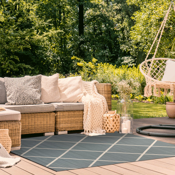 Tucson Aqua Green Polypropylene Large Outdoor Rug - Outdoor Rugs Fab Habitat