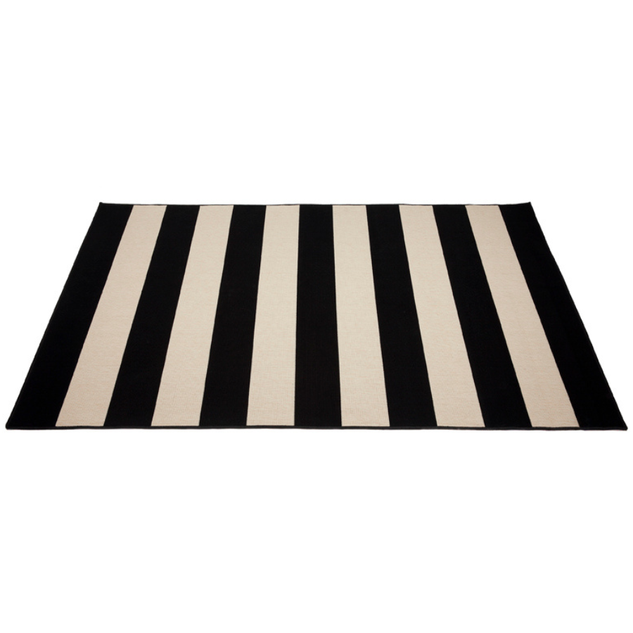Nyoma Black Striped Outdoor Rug - Outdoor Rugs Fab Habitat