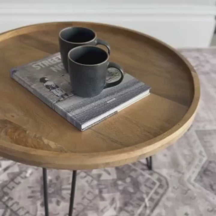 Set Of 2 Purna Round Wooden Nested Tray Coffee Table
