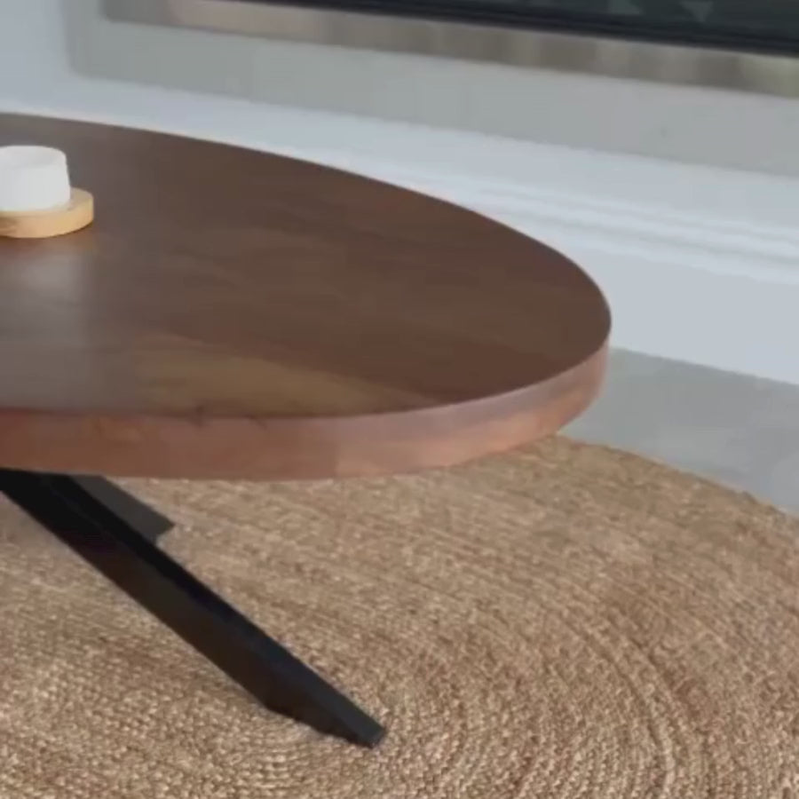 Nova Walnut Finish 130 CM Wooden Oval Coffee Table