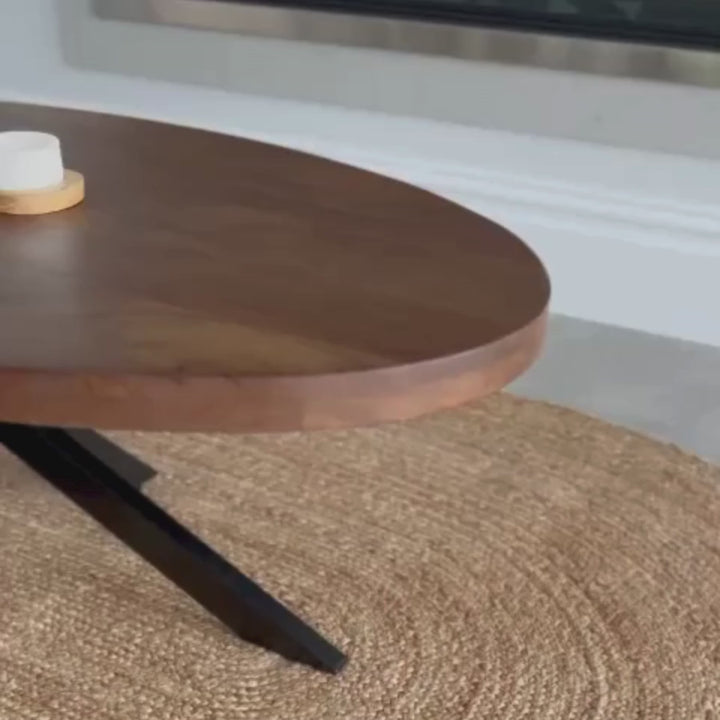 Nova Walnut Finish 130 CM Wooden Oval Coffee Table