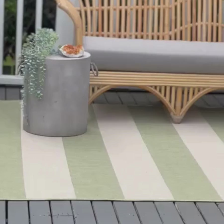 Nyoma Lime Striped Outdoor Rug