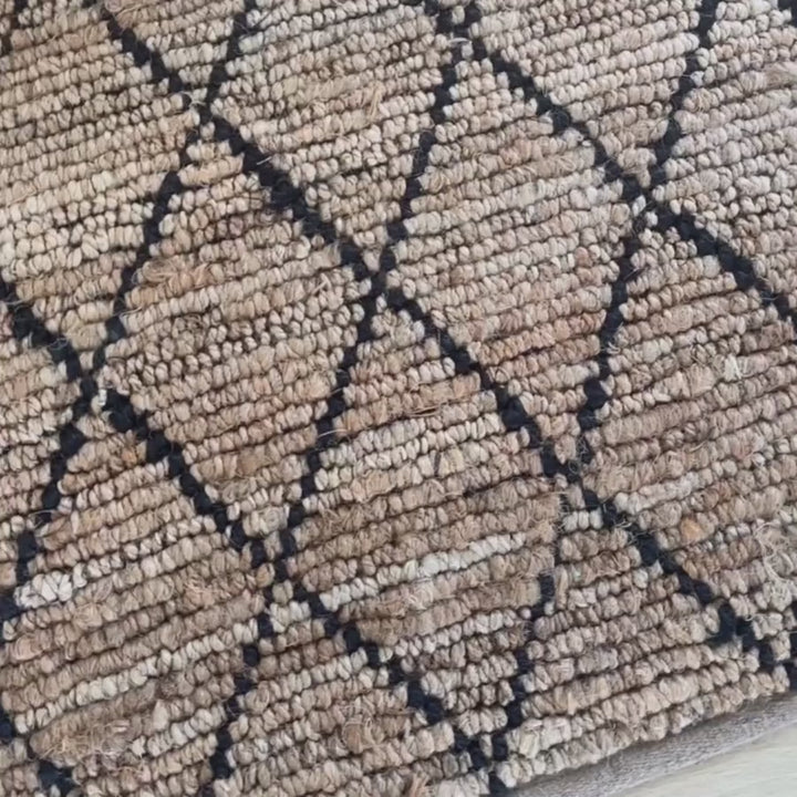 Anant Black and Natural Diamond Jute Rug