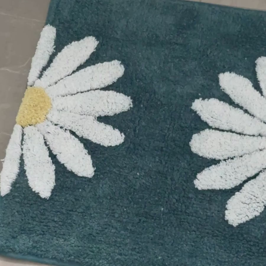 50x80cm Woodcliff Teal 100% Bathroom Mats