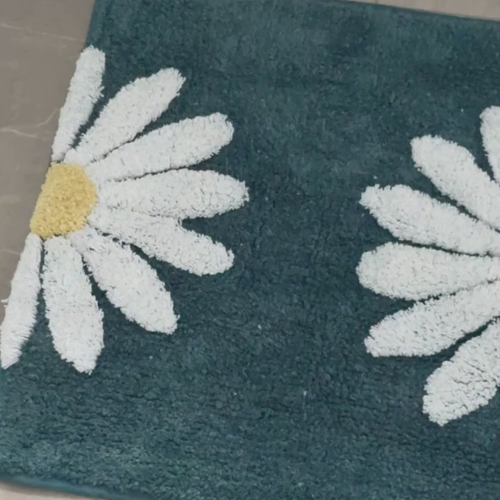 50x80cm Woodcliff Teal 100% Bathroom Mats