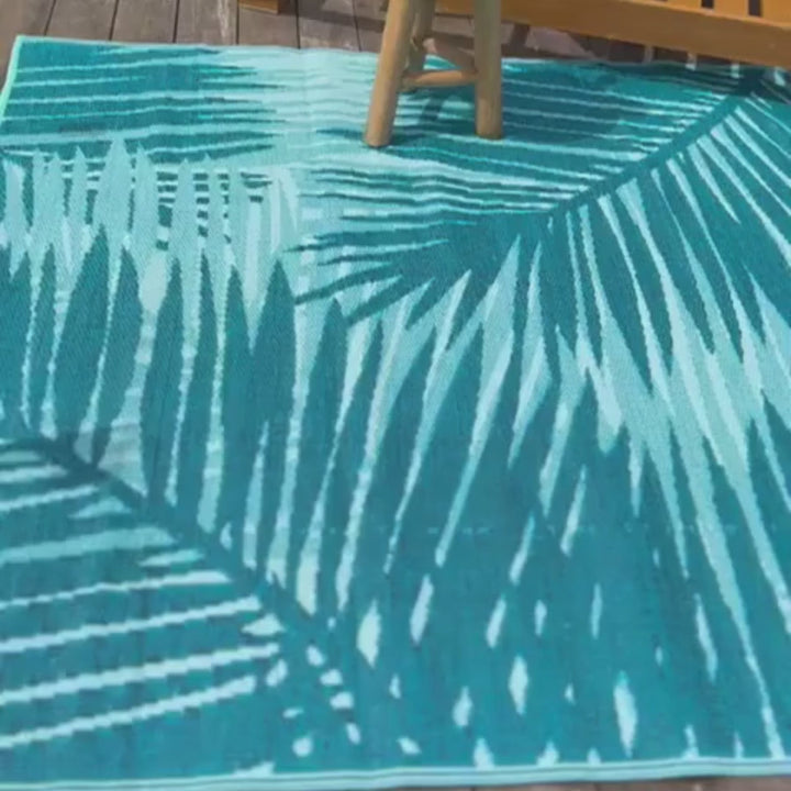 Botanica Blue Recycled Plastic Outdoor Rug