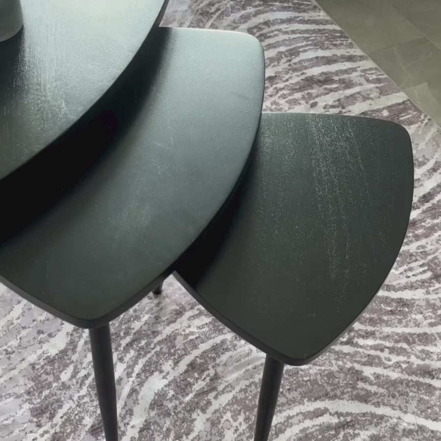 Set Of 3 Paulo Black Solid Wood Nested Coffee Table