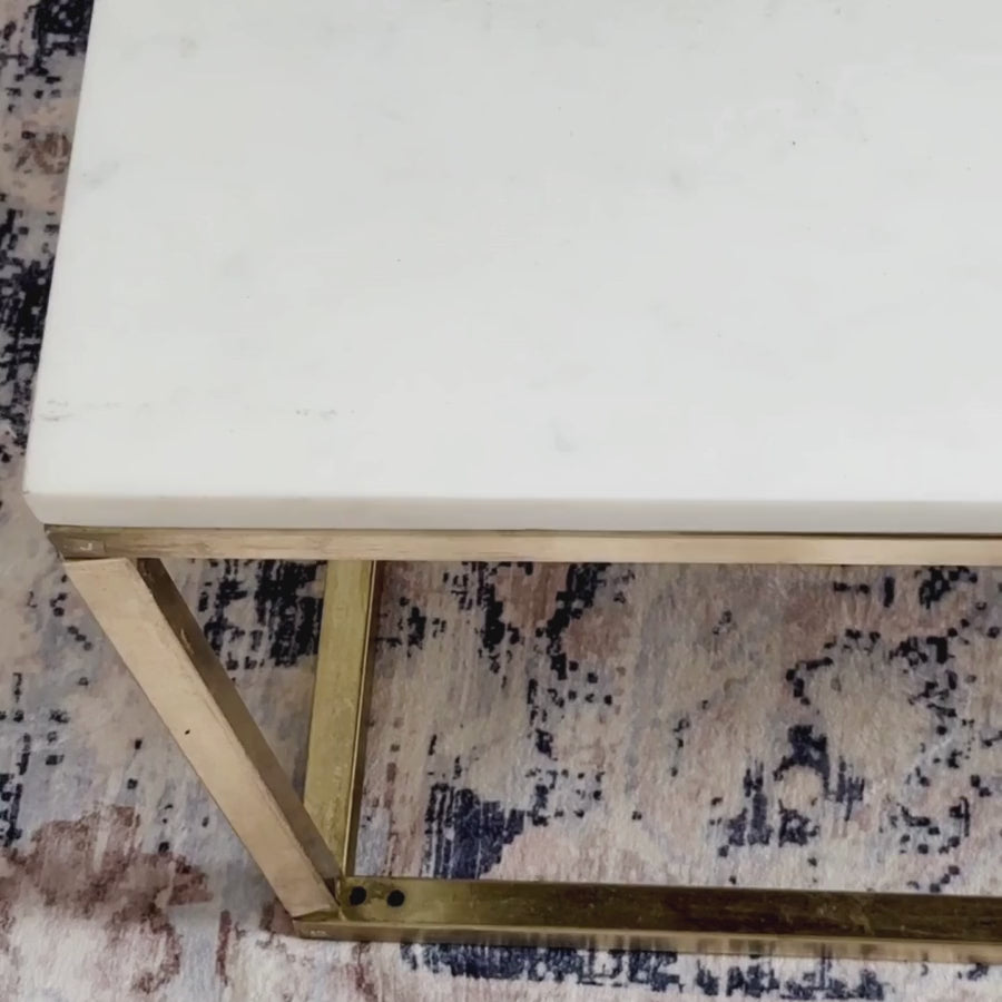 Jal Marble Top Gold Legs Large Coffee Table