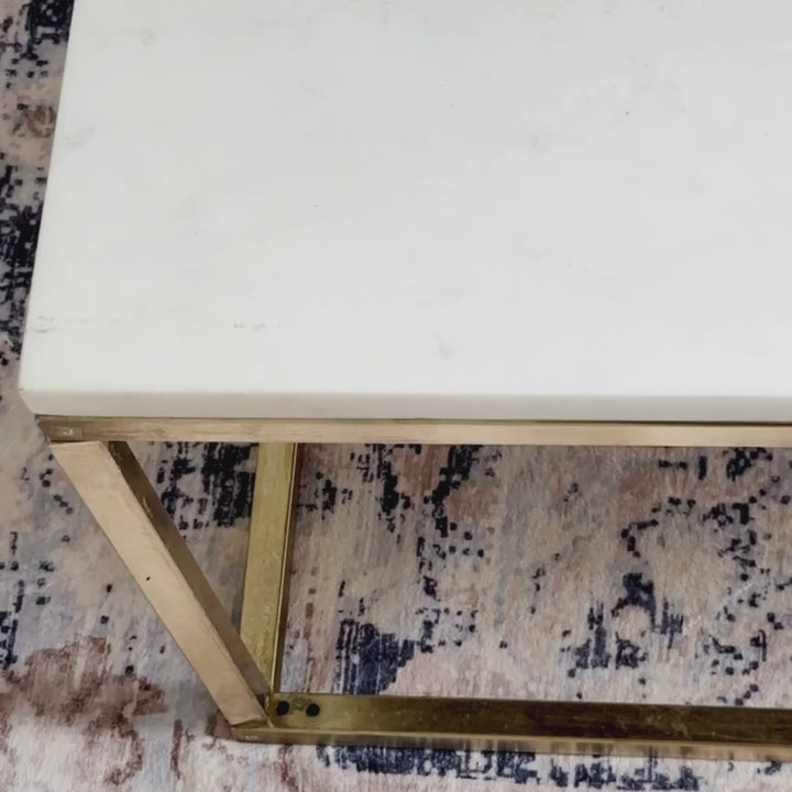 Jal Marble Top Gold Legs Large Coffee Table