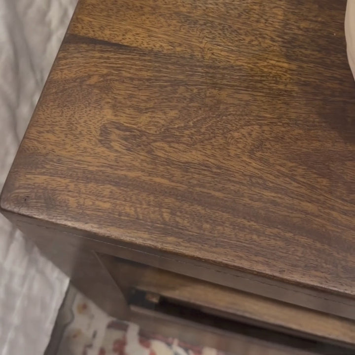Nyra Walnut Finish Bedside Table with 1 Drawer