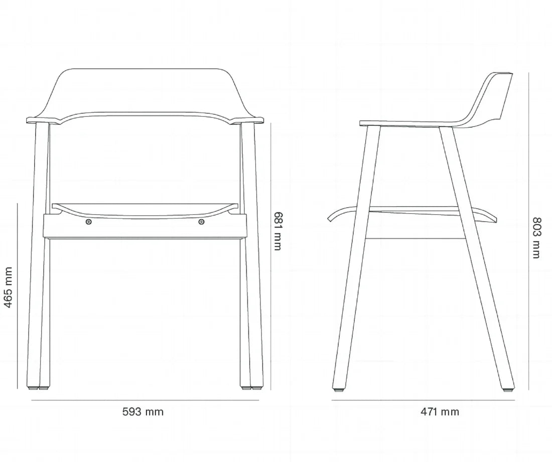 Inspired to create a chair where the back and arms are moulded from a single piece of plywood