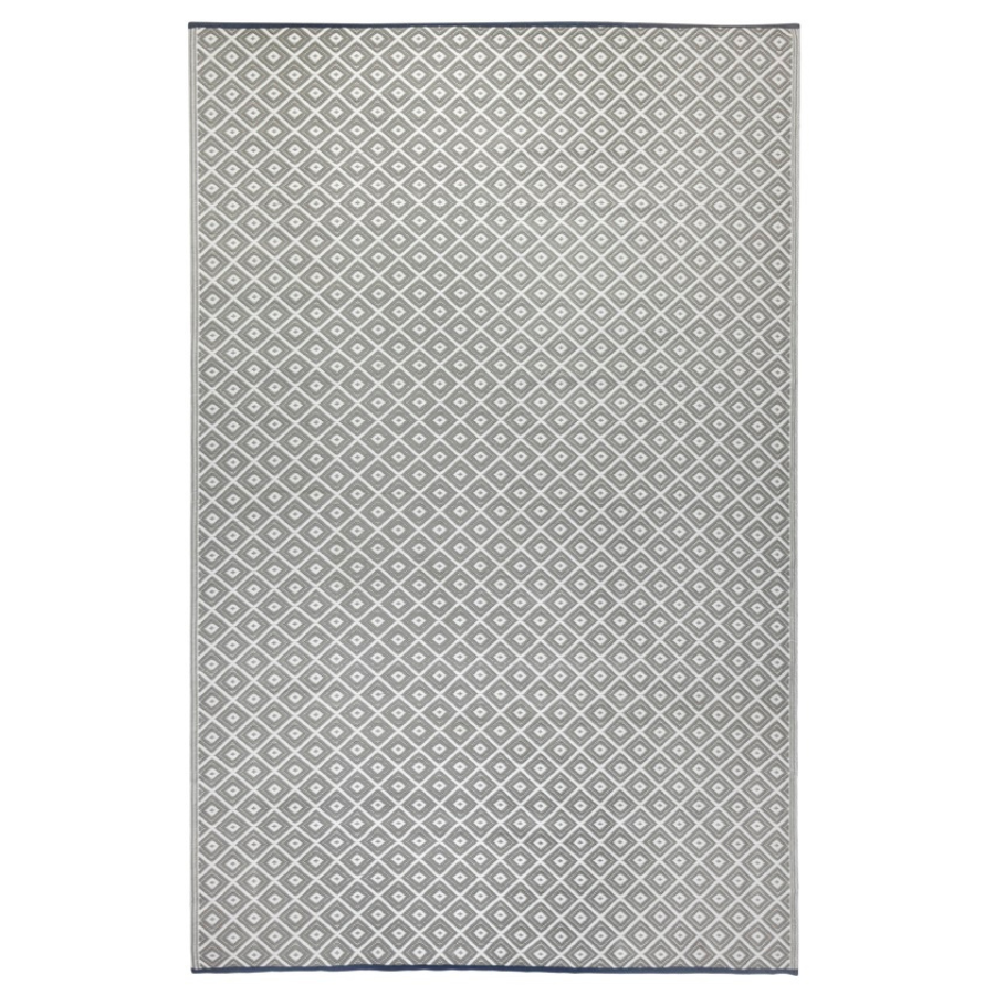 Kimberley Grey and White Diamond Recycled Plastic Outdoor Area Rug - Recycled Plastic Rugs & Mats Fab Habitat