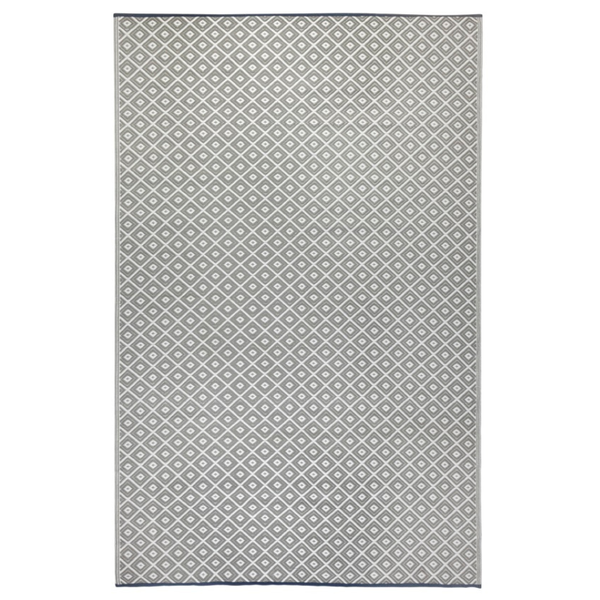 Kimberley Grey and White Diamond Recycled Plastic Outdoor Area Rug - Recycled Plastic Rugs & Mats Fab Habitat
