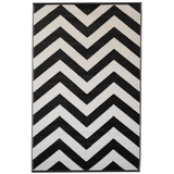 Laguna Black and White Chevron Recycled Plastic Outdoor Area Rug - Recycled Plastic Rugs & Mats Fab Habitat