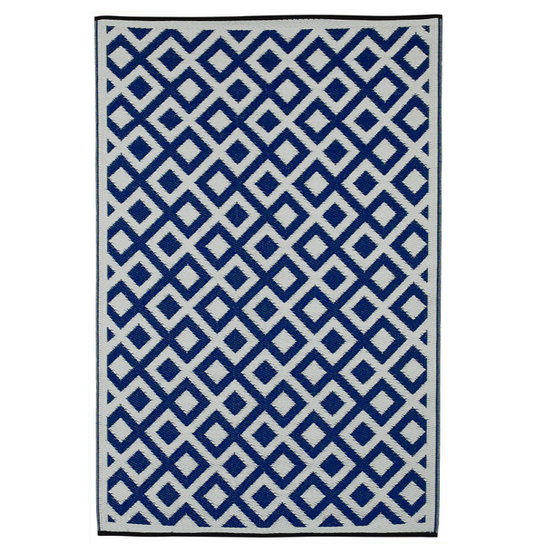 Marina Indigo Blue and White Modern Outdoor Area Rug - Recycled Plastic Rugs & Mats Fab Habitat