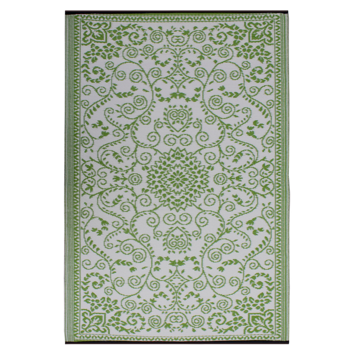 Murano Lime and Cream Traditional Reversible Area Rug - Recycled Plastic Rugs & Mats Fab Habitat