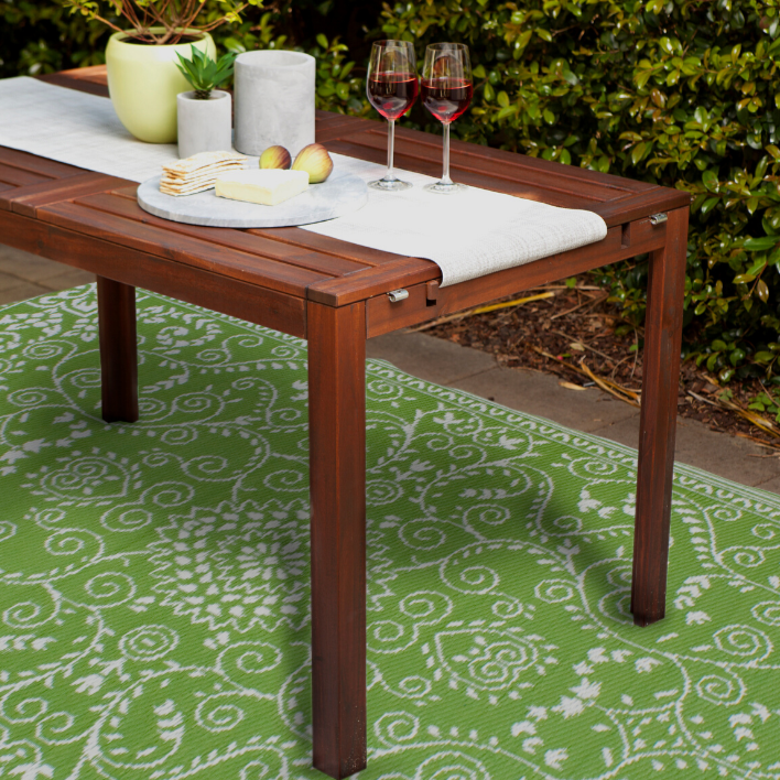 Murano Lime and Cream Traditional Reversible Area Rug - Recycled Plastic Rugs & Mats Fab Habitat