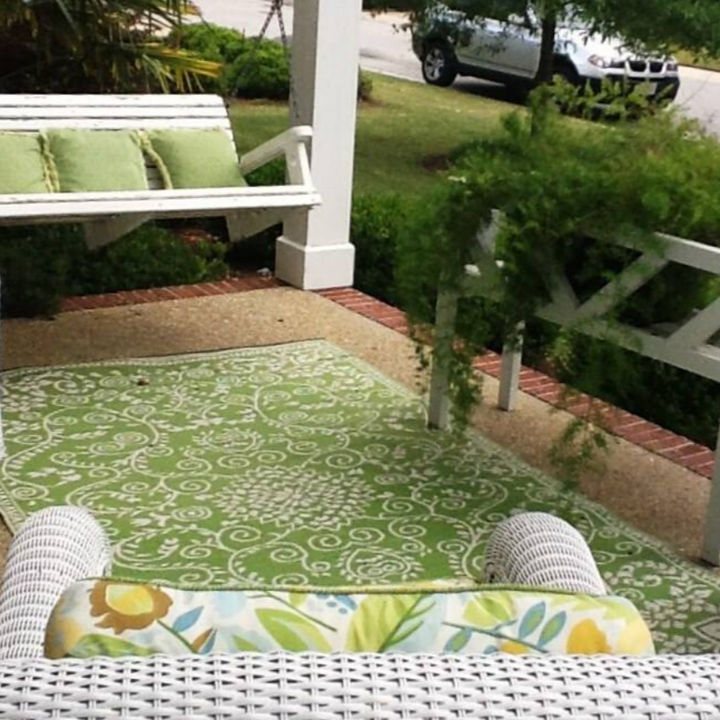 Murano Lime and Cream Traditional Reversible Area Rug - Recycled Plastic Rugs & Mats Fab Habitat