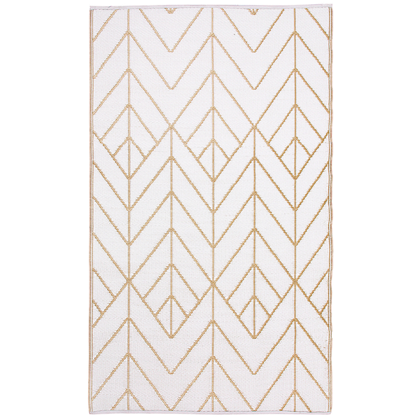 Sydney Gold and Cream Modern Area Rug - Recycled Plastic Rugs & Mats Fab Habitat