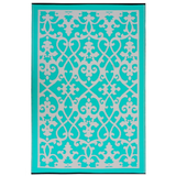 Venice Turquoise and Cream Traditional Outdoor Area Rug - Recycled Plastic Rugs & Mats Fab Habitat