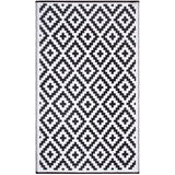Aztec Black And White Monochrome Recycled Plastic Outdoor Area Rug - Recycled Plastic Rugs & Mats Fab Habitat