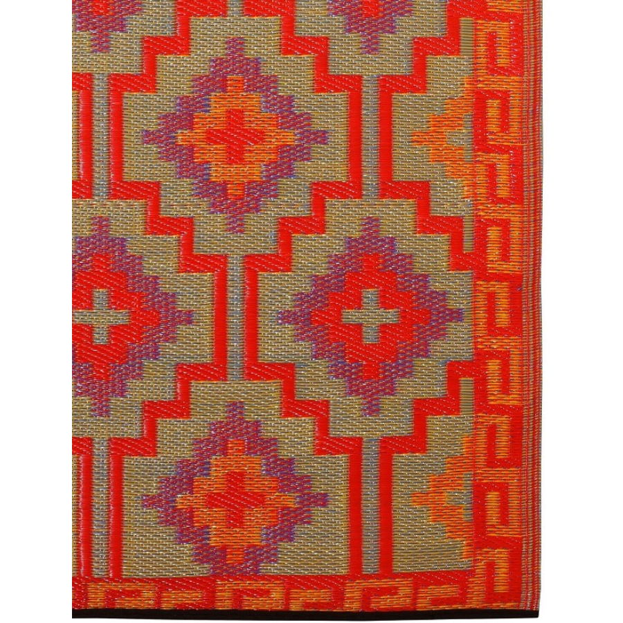 Lhasa Orange And Violet Moroccan Recycled Plastic Outdoor Area Rug - Recycled Plastic Rugs & Mats Fab Habitat