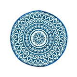 Pushpa Blue and White Floral Reversible Round Large Rug - Recycled Plastic Rugs & Mats Fab Habitat