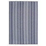 Fresno Navy Chevron Recycled Plastic Woven Large Rug - Recycled Plastic Rugs & Mats Fab Habitat