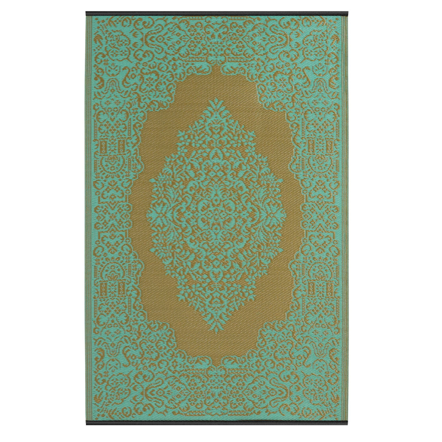 Istanbul Bronze and Aqua Traditional Large Rug - Recycled Plastic Rugs & Mats Fab Habitat