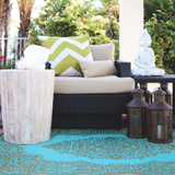 Istanbul Bronze and Aqua Traditional Large Rug - Recycled Plastic Rugs & Mats Fab Habitat