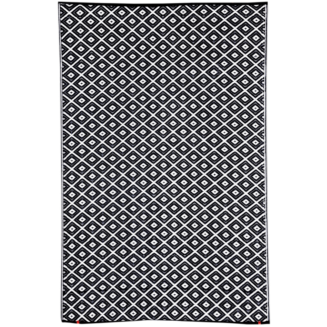 Kimberley Black and White Diamond Recycled Plastic Large Rug - Recycled Plastic Rugs & Mats Fab Habitat