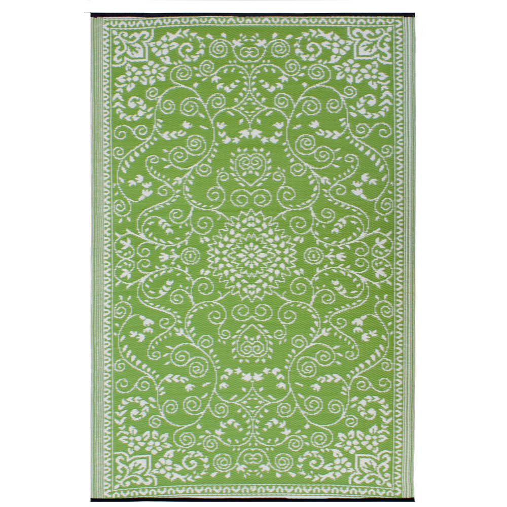 Murano Lime and Cream Traditional Reversible Large Rug - Recycled Plastic Rugs & Mats Fab Habitat