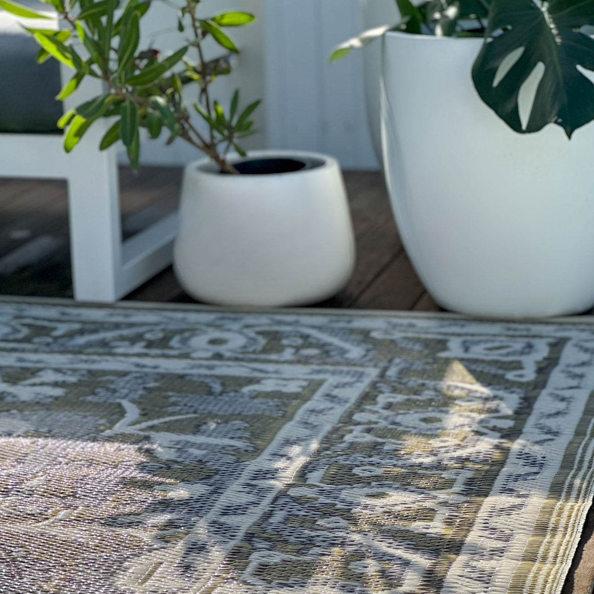 Nain Beige Recycled Plastic Reversible Large Outdoor Rug - Recycled Plastic Rugs & Mats Fab Habitat