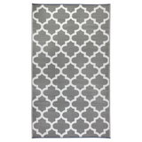 Tangier Grey and White Trellis Recycled Plastic Large Rug - Recycled Plastic Rugs & Mats Fab Habitat