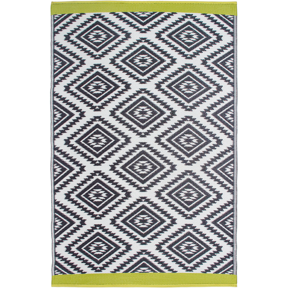 Valencia Grey and White Diamond Recycled Plastic Large Rug - Recycled Plastic Rugs & Mats Fab Habitat