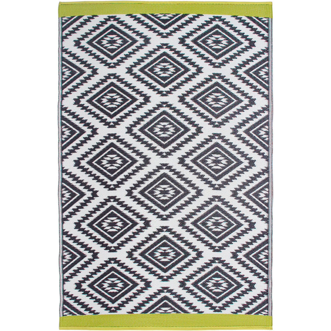 Valencia Grey and White Diamond Recycled Plastic Large Rug - Recycled Plastic Rugs & Mats Fab Habitat