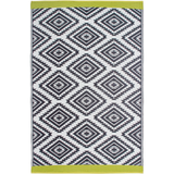 Valencia Grey and White Diamond Recycled Plastic Large Rug - Recycled Plastic Rugs & Mats Fab Habitat