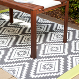 Valencia Grey and White Diamond Recycled Plastic Large Rug - Recycled Plastic Rugs & Mats Fab Habitat