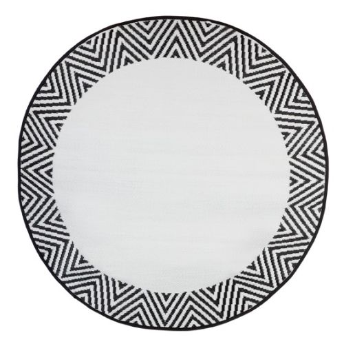 Olympia Black and White Recycled Plastic Large Round Rug - Recycled Plastic Rugs & Mats Fab Habitat