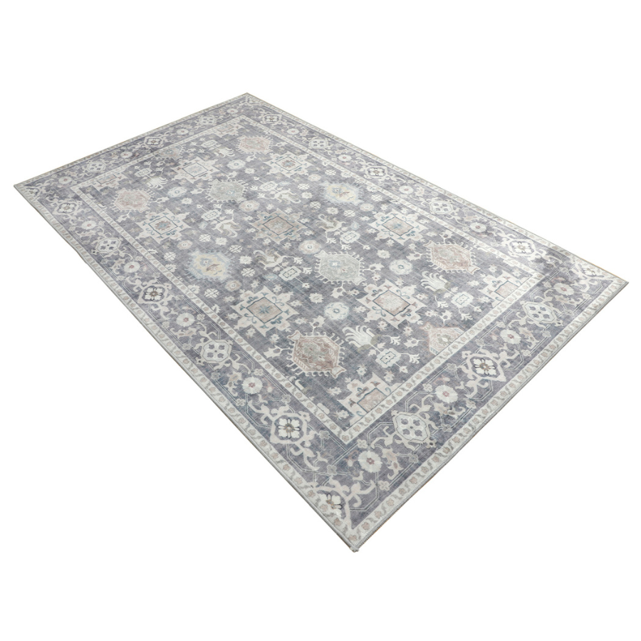 Anna Machine Washable Large Grey Rug - Rugs Fab Habitat