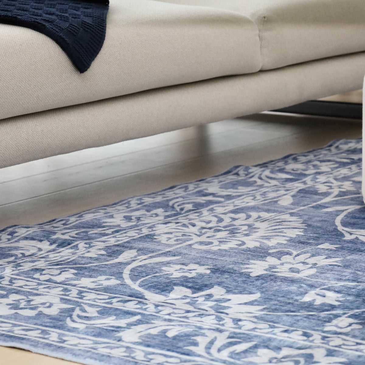 Megan Blue Machine Washable Large Carpet Rug - Rugs Fab Habitat