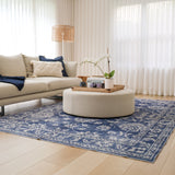 Megan Blue Machine Washable Large Carpet Rug - Rugs Fab Habitat