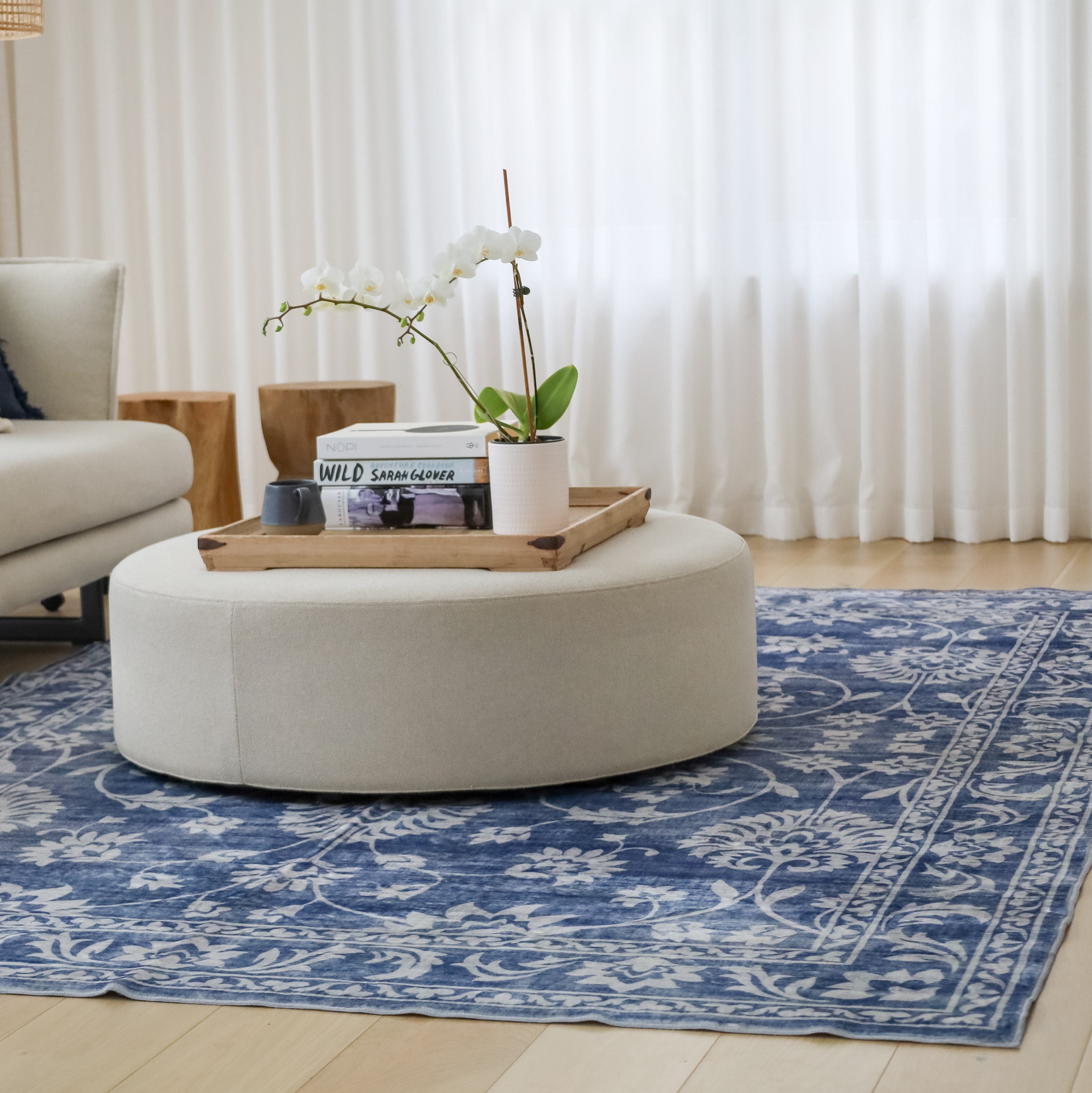 Buy Megan Blue Machine Washable Area Rug online in Australia