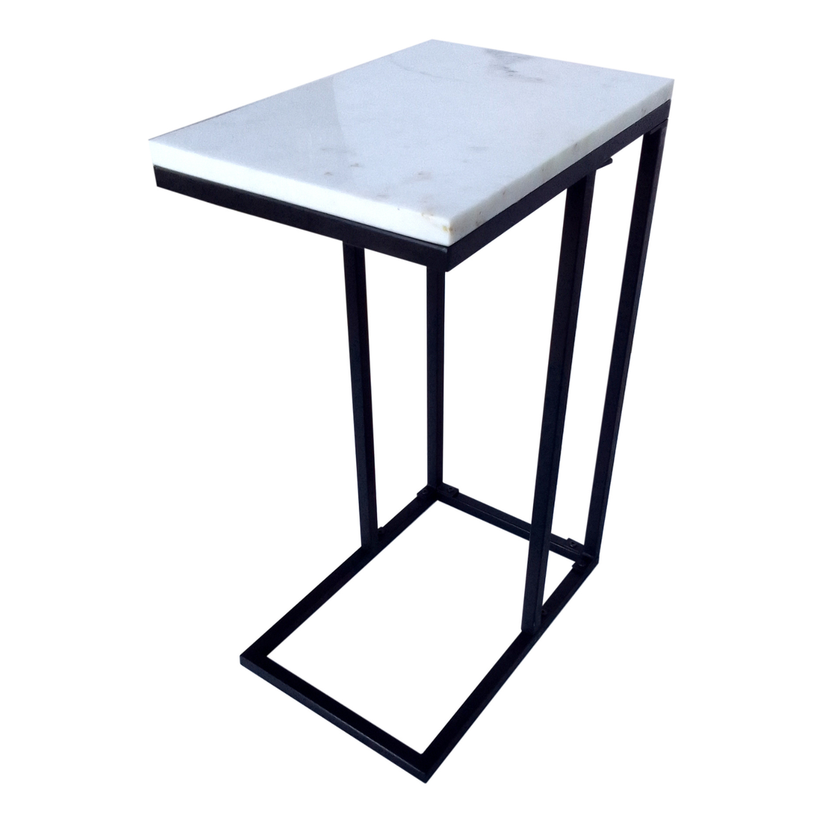 Bhumi C-Shaped Marble Top Side Table Fab Habitat