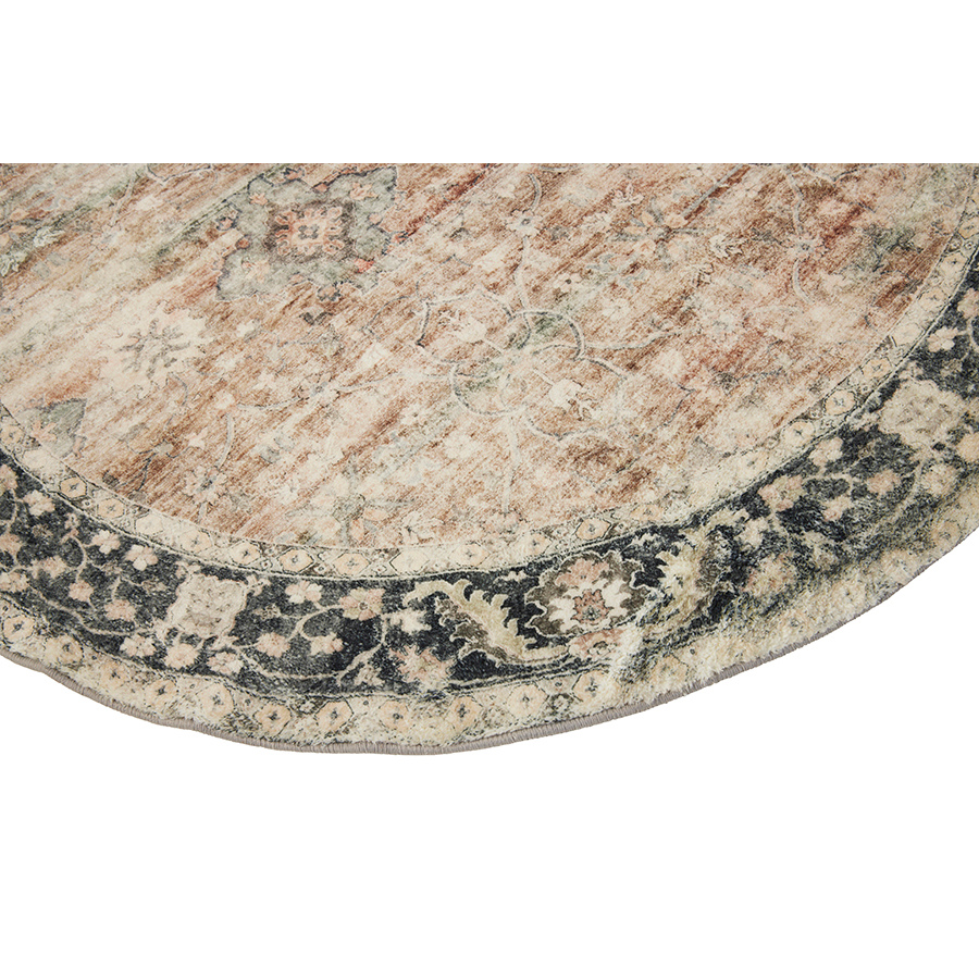 Rann Multicolour Traditional Distressed Round Area Rug - Soft And Plush Turkish Rugs Fab Habitat